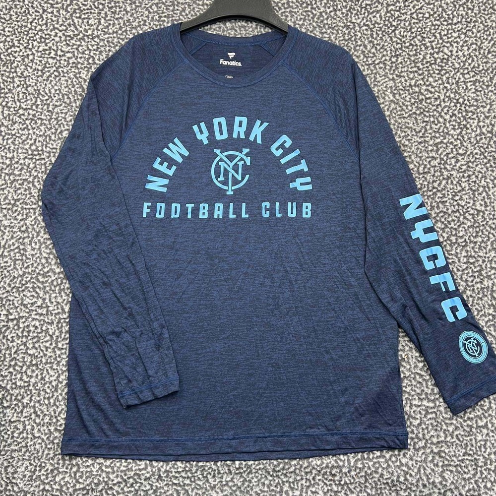 New York City FC Shirt Men Large Blue Fanatics Long Sleeve Crew Neck New L